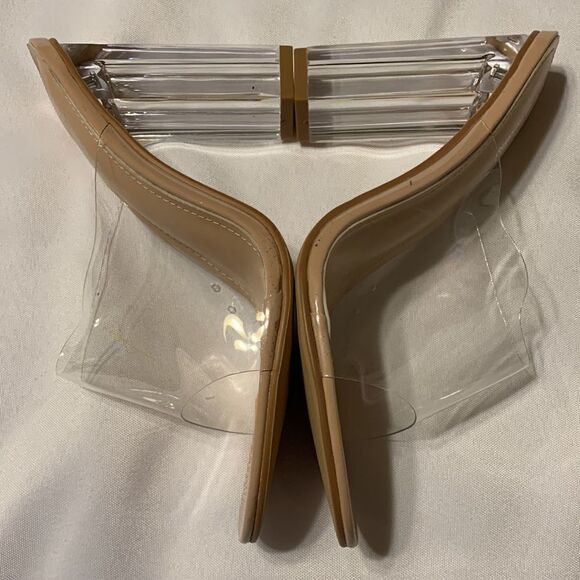 CAPE ROBBIN SIZE 9 Fusion clear open toe slip on w/block transparent heels - Picture 5 of 10